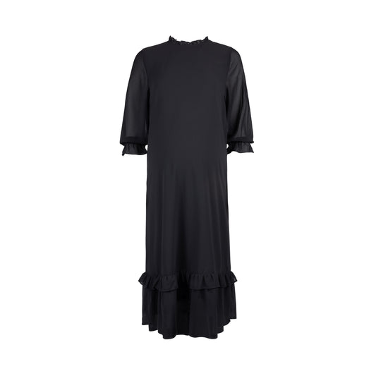Chiffon Ruffle Dress Black