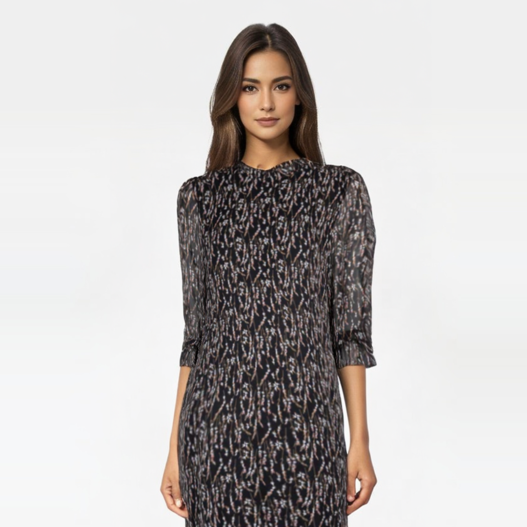 Chiffon Ruffle Dress Printed-Dressy Collection